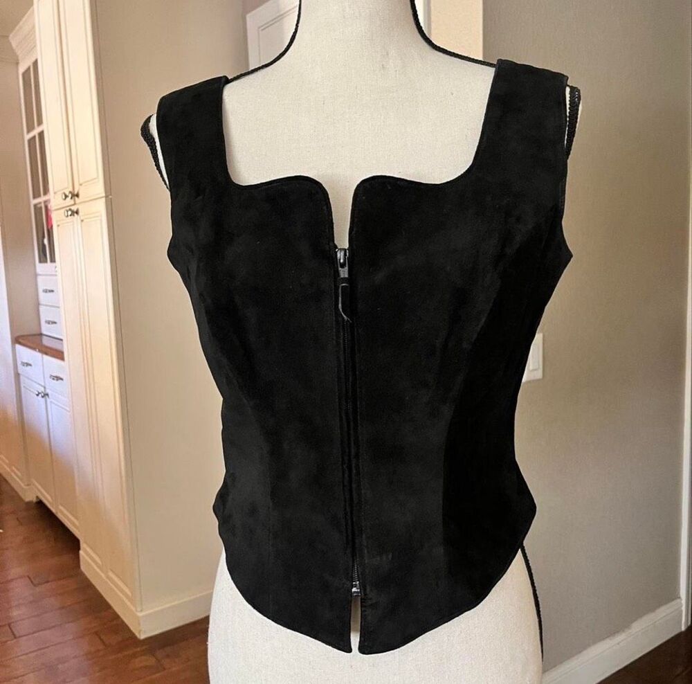 Patricia Wolf black suede corset top size 10